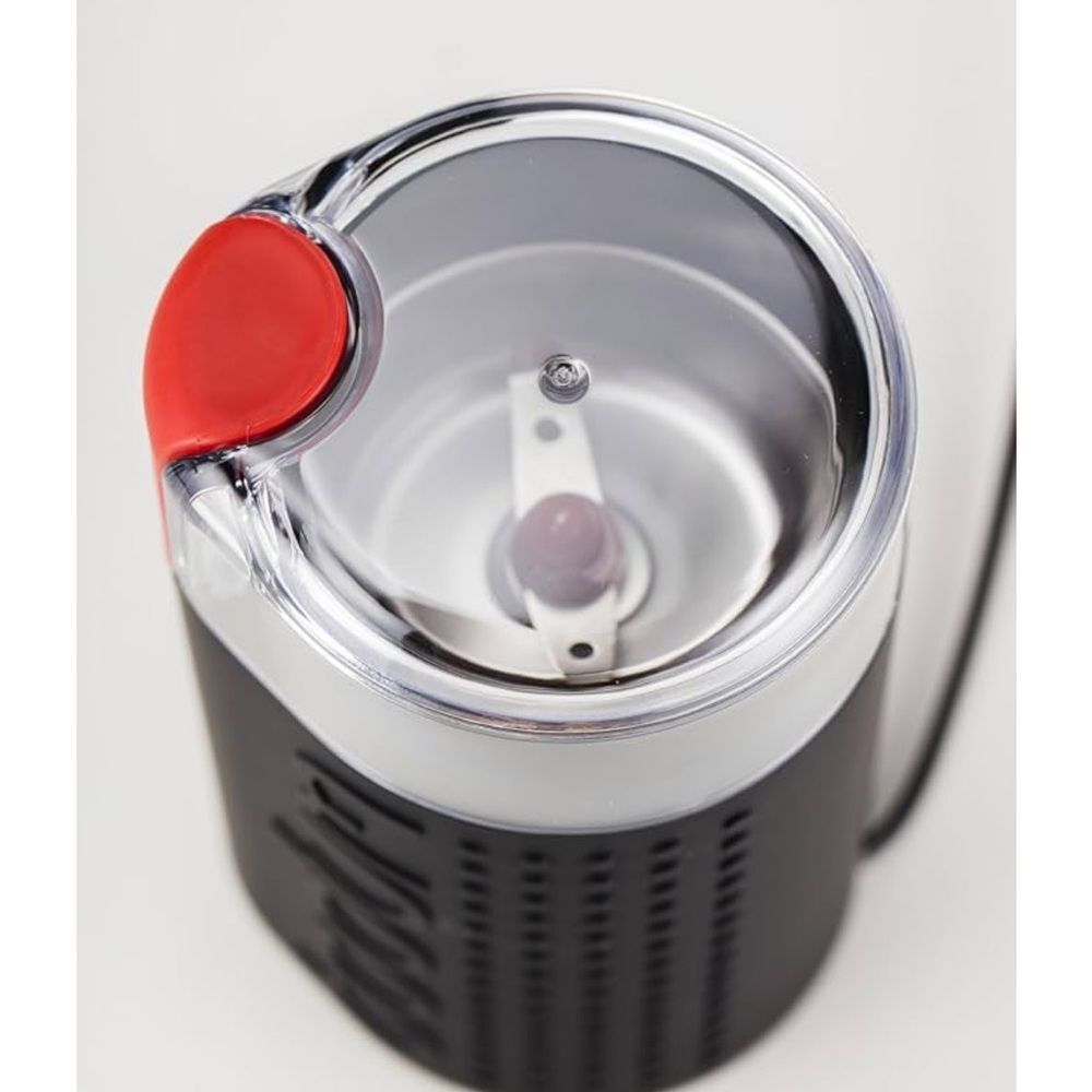 Bodum Electric Coffee Grinder in Black with Red Lid Accent
